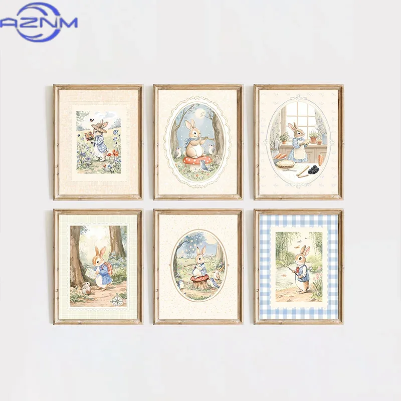 Baby Nursery Vintage - AZNM Vintage Boho Blau kariertes, vom