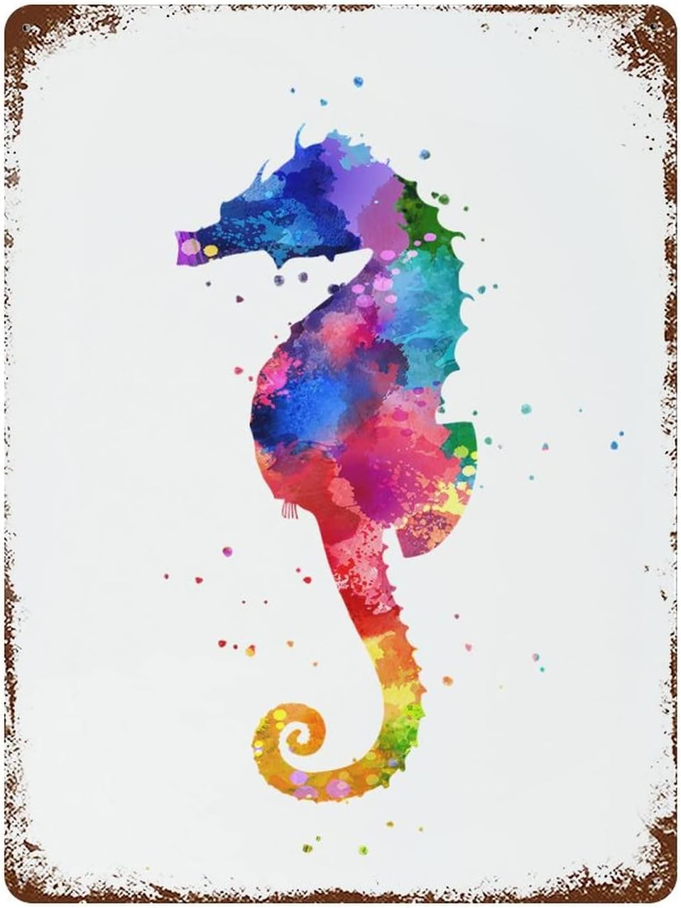 Baby Nursery Animal Theme - Y1, Individuelle Metallschilder für Außenbereich, Seepferdchen-Aquarell-Schild,