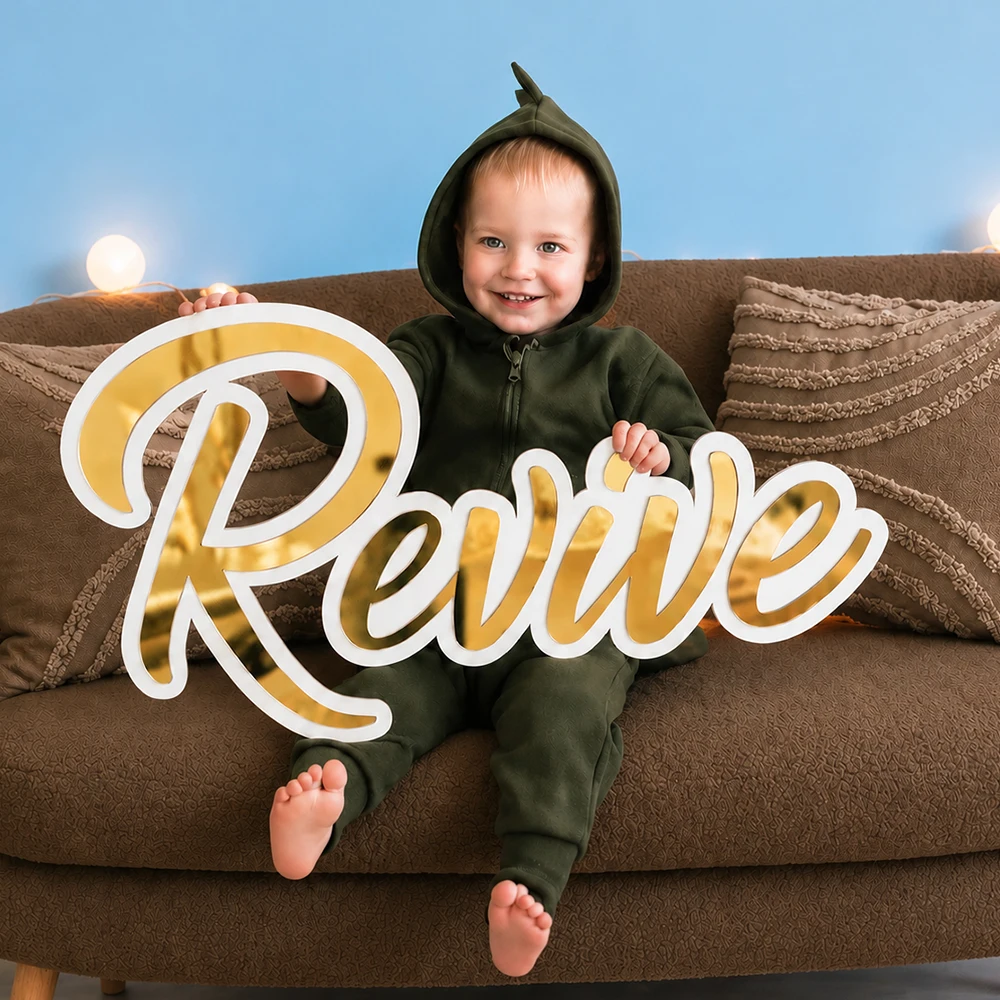 Baby Nursery Stores - Personalisiertes Acrylspiegel-Namensschild, personalisiertes Baby-Namensschild, Dekoration für