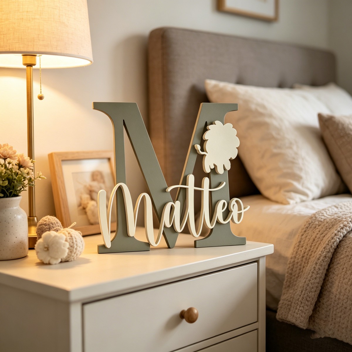 Baby Nursery Decor - 1 Stück personalisierte Namens- und Initialen-Tafel