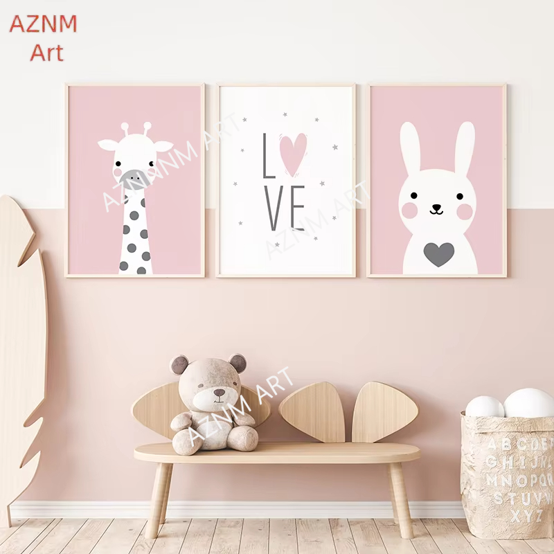 Baby Nursery Giraffe - 1/3Pcs Nette Einfache Cartoon Rosa Liebe