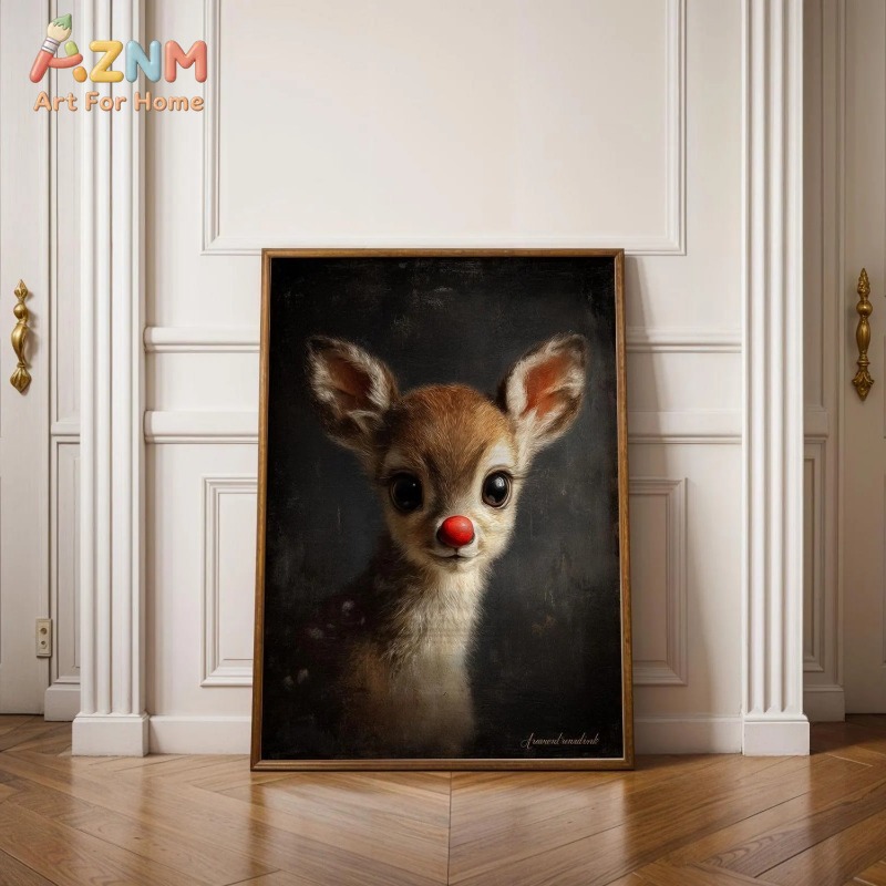 Baby Nursery Vintage - Ungerahmtes Leinwandbild, niedliches retnasiges Babyhirsch, Vintage-Druck,