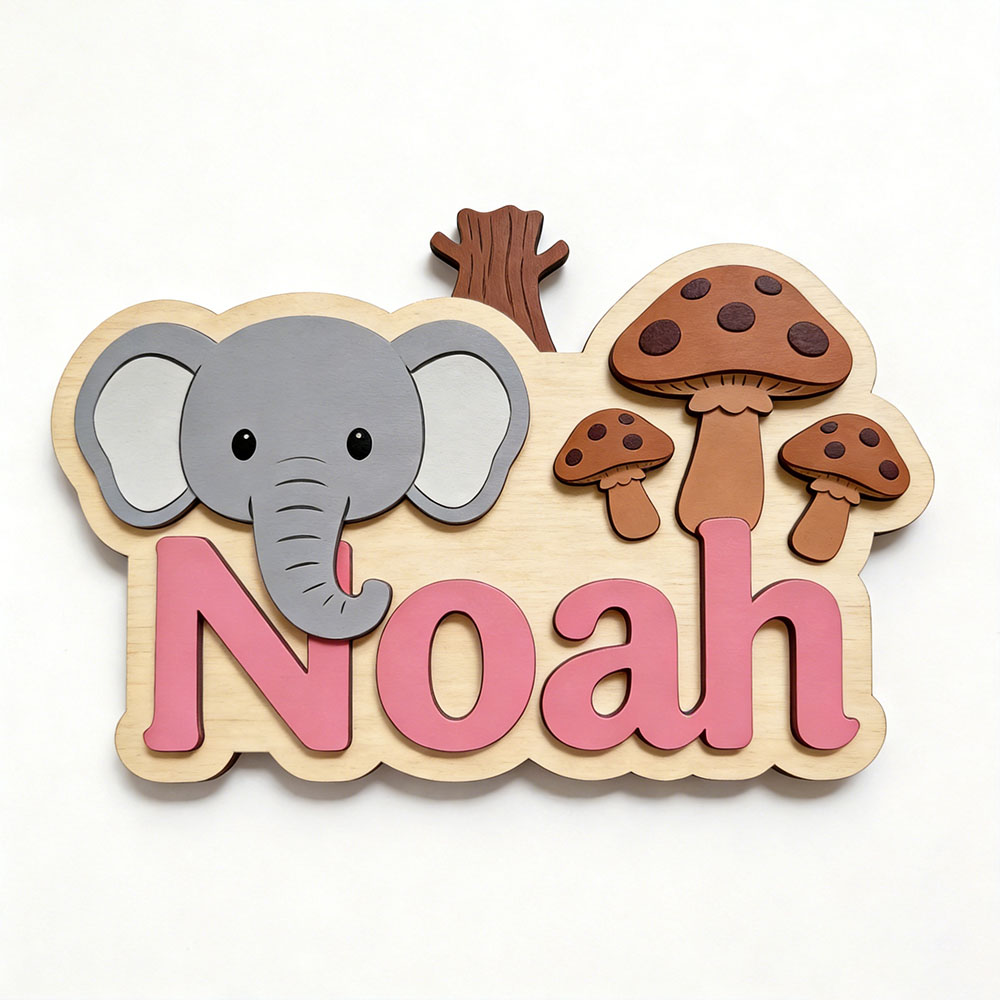 Anpassbare Cartoon-Elefanten-  – Baby Nursery Forest Theme Bewertung und Preis