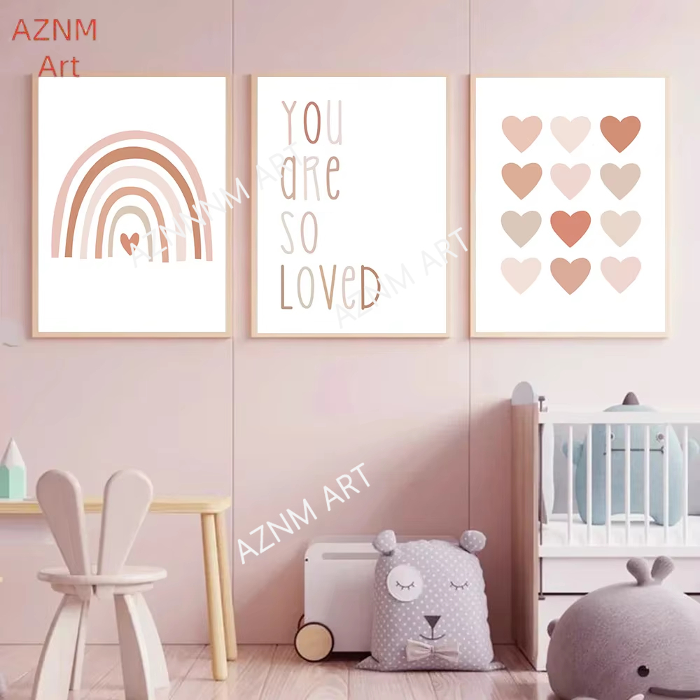 1/3PCS, Cartoon Herz Regenboge – Baby Nursery Posters Bewertung und Preis