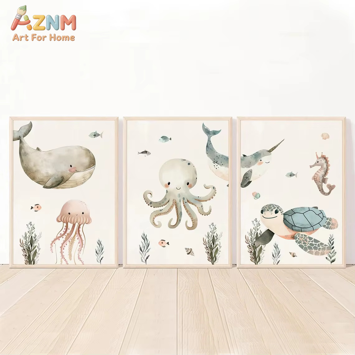 AZNM Aquarell Leinwandbild mit – Animals Baby Nursery Bewertung und Preis