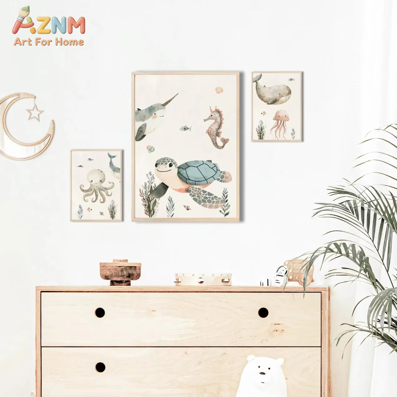 AZNM Aquarell Leinwandbild mit – Animals Baby Nursery Bewertung und Preis