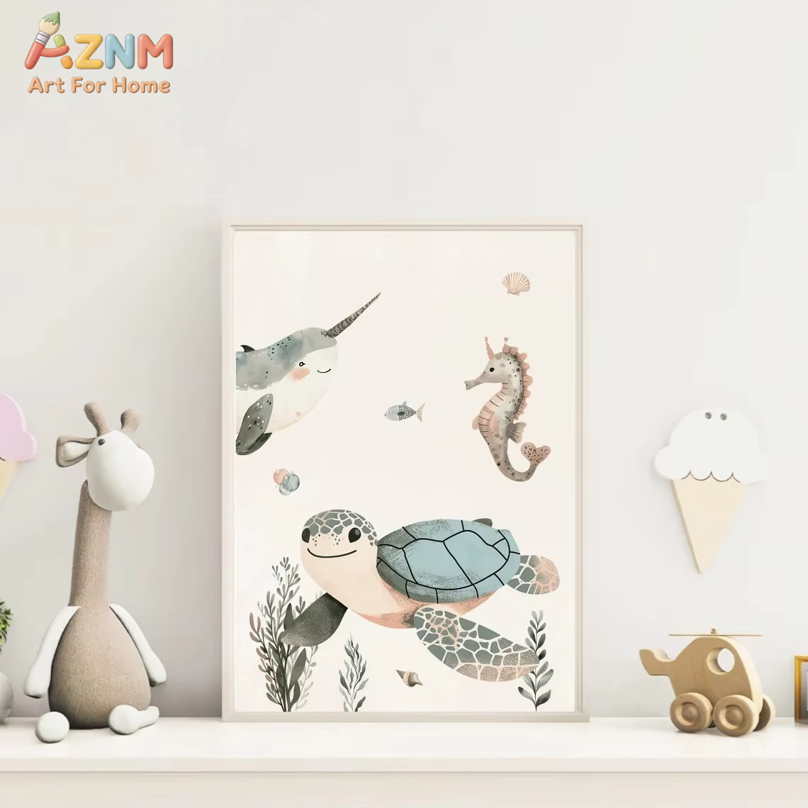 AZNM Aquarell Leinwandbild mit – Animals Baby Nursery Bewertung und Preis