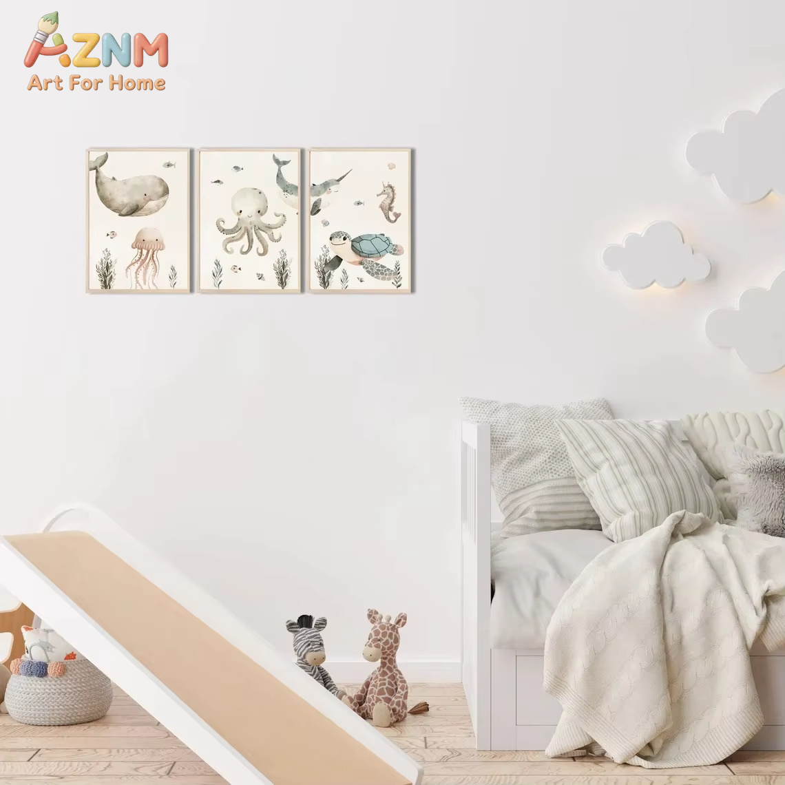AZNM Aquarell Leinwandbild mit – Animals Baby Nursery Bewertung und Preis