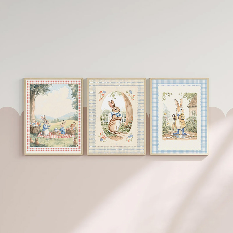 Vintage Boho Blue Plaid Rabbit – Baby Nursery Vintage Bewertung und Preis