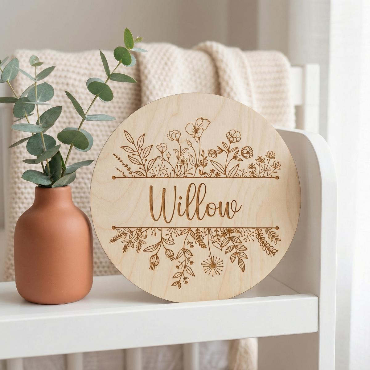 Personalisierte Runde Holztafe – Baby Nursery Decor Bewertung und Preis