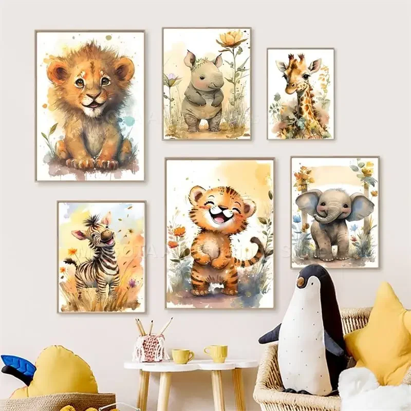 Aquarell Löwe Giraffe Tiger El – Baby Nursery Giraffe Bewertung und Preis