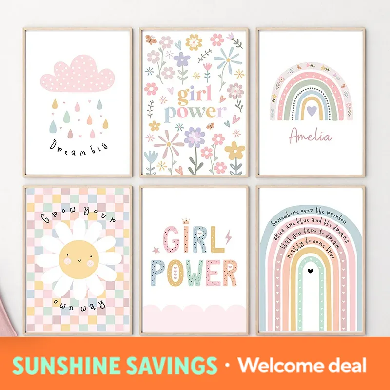 Sonnenblumen-Regenbogen-Wolken – Baby Nursery Posters Bewertung und Preis
