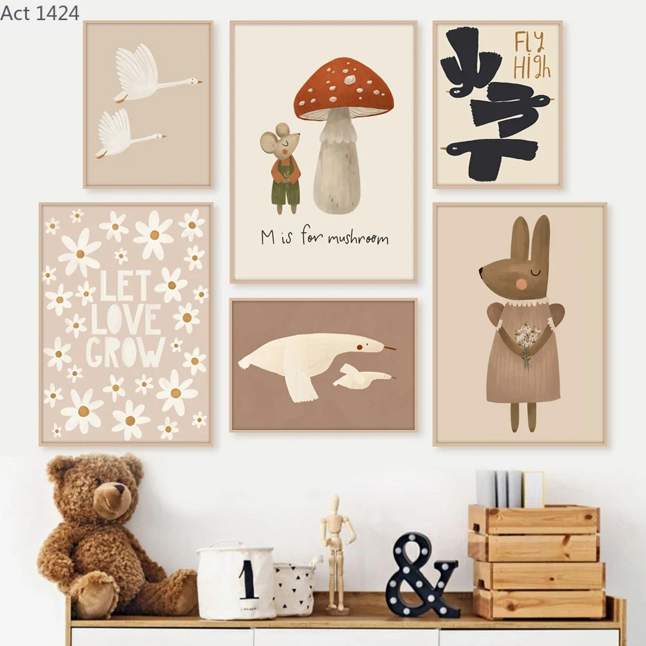 Boho Cartoon Hase Maus Gans Po – Baby Nursery Frames Bewertung und Preis
